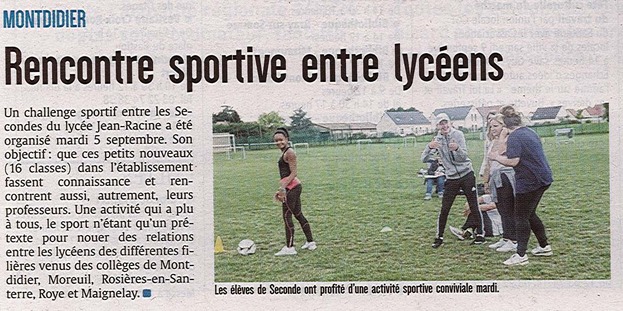 Article de journal  Challenge sportif et culturel ! – Lycée Jean Racine